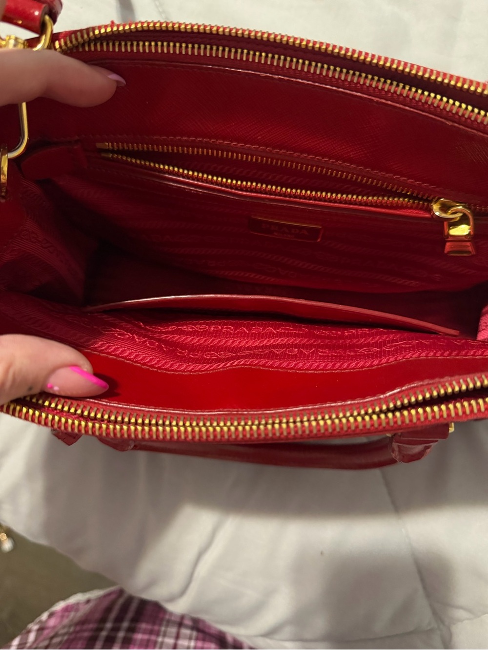 Prada Red Saffiano Patent Leather Top Handle/Shoulder/Crossbody - Picture 4 of 12